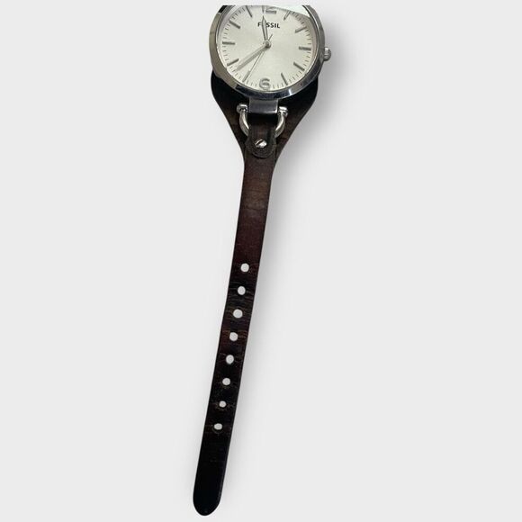 Fossil Georgia ES3060 Womens Brown Leather Analog Dial Quartz Wrist Watch - Picture 3 of 8